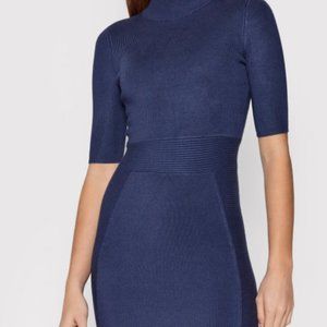 GUESS Women's Allison Mock Neck Ribbed Dress in Blue - Size M  - MSRP $118
